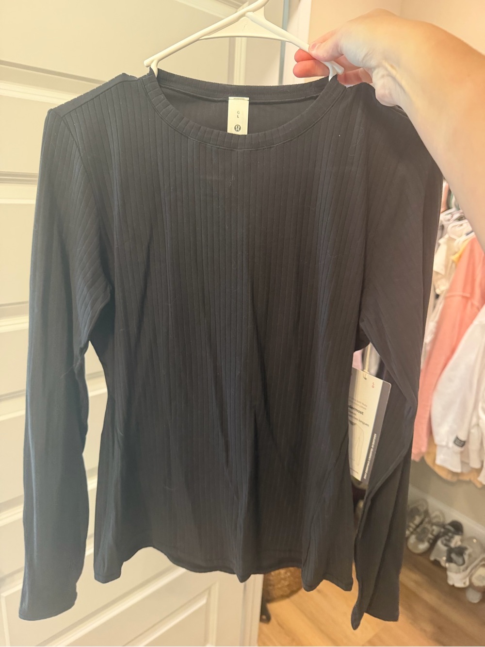LULULEMON Women's Black Ribbed Long-Sleeve Top